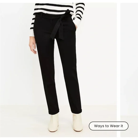 LOFT Devin Tie Waist Slim Pants - Picture 7 of 7